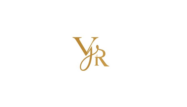 A minimalist design featuring stylized, gold-colored initials on a white background