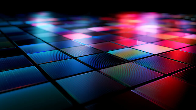 High-resolution view of a glowing silicon wafer reflecting multiple colors (2)