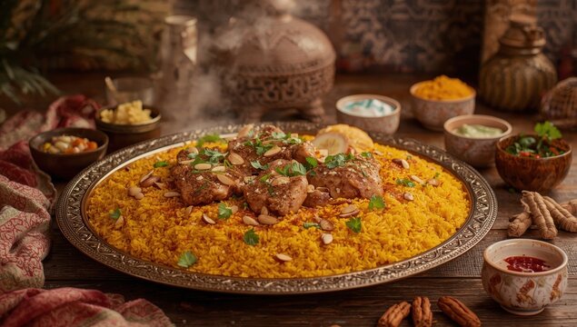 Saudi Arabia's traditional dish, chicken kabsa, Arab food