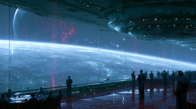 Economic conference held on a space station observing global space markets (2)