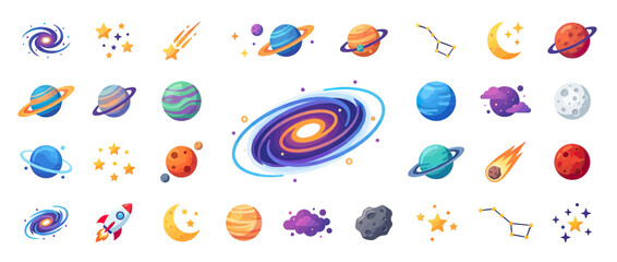 Colorful Cosmic Objects and Celestial Bodies Collection © beni
