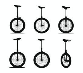 Set of Detailed silhouette of a unicycle in vector illustration design layout © VEC Wizard