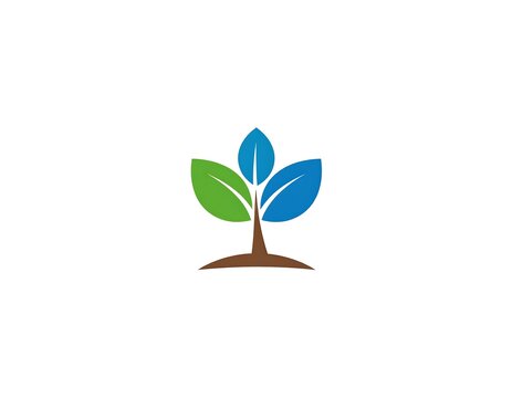 A minimalist illustration of a small plant with two leaves