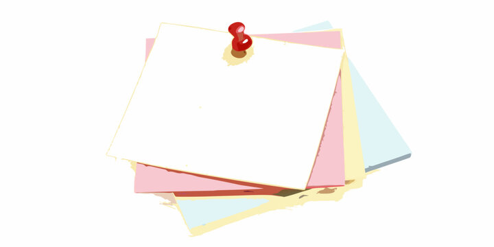 stack of colorful sticky notes with red clip vector illustration transparent background paper memo pad reminder notebook stationery organizer planner