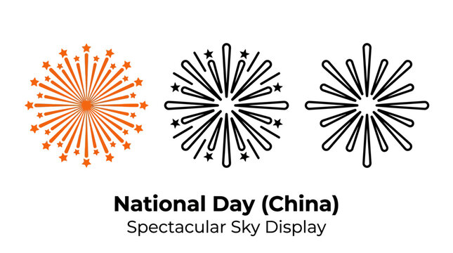 Chinese National Day Fireworks Icons - Celebration Sky Display