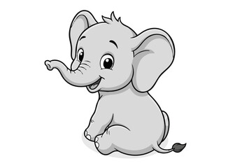 cute elephant baby drawing isolated on transparent background cutout