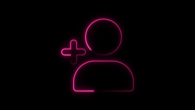 Neon pink add user animation, social media follow button digital interface for ui and web development