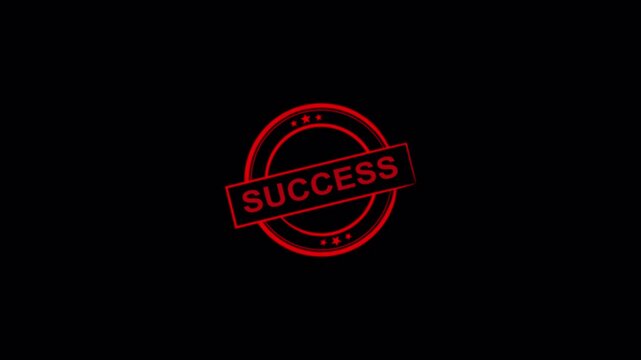 Success Stamp Seal Animation on Transparent Background, Red Rubber Stamp Approval Effect in 4K Animation with Alpha Channel, Animated Approved Certified Badge for Business Corporate Marketing Overlay