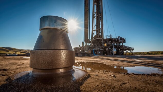 A tricone bit utilized on the drilling rig after extracting from the well with oil-based mud.
