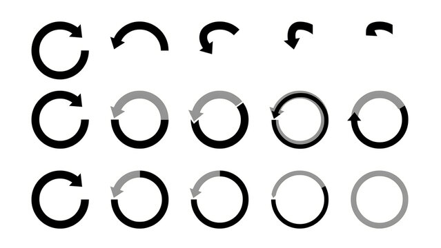 Collection of circular loading icons and progress bar design elements