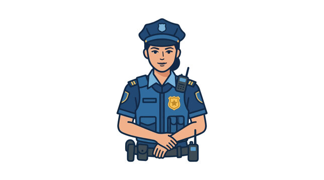 Police Officer Wearing Blue Uniform.