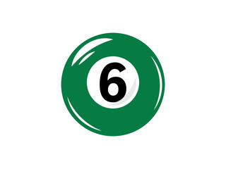 Obraz premium This illustration features a graphic of the number 6 billiard ball.