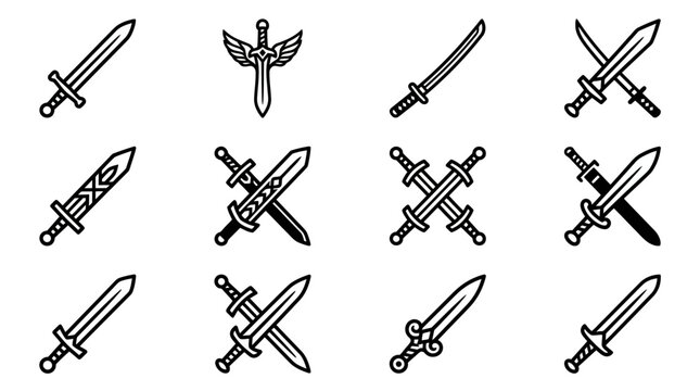 Collection of various swords and daggers.