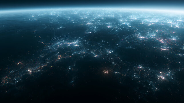 A satellite view of interconnected cities symbolizing global commerce networks (3)