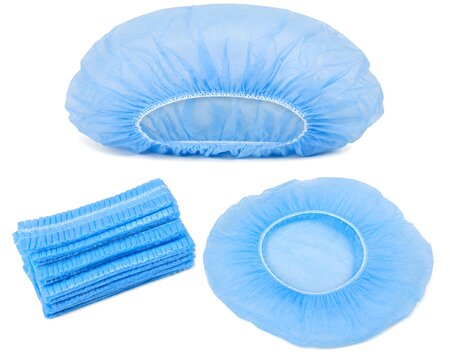 Disposable Sterile Surgical Caps with Elastic Edges Isolated on White Background