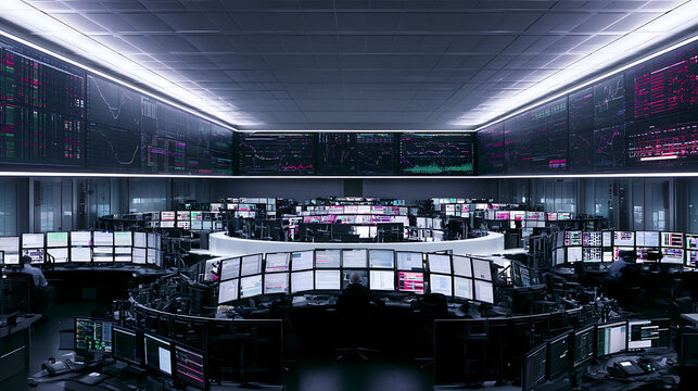 Financial trading floor automated with AI algorithms analyzing markets (1)