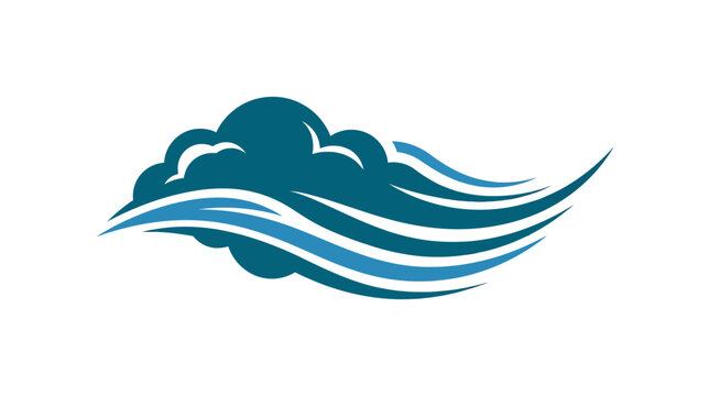 Stylized blue wind gust or ocean wave.