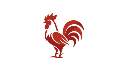 Stylized red rooster profile icon isolated on white background. © mursidi