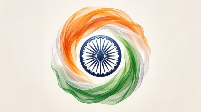 Tricolour Indian flag with Ashok wheel background illustration, 15th August Indian Happy Independence Day poster design