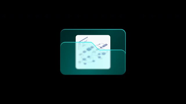 3D Flowchart Folder Opening and Closing Loop Animation With Alpha Channel