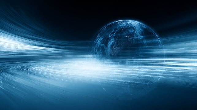 An abstract image showing technology driving global economic innovation