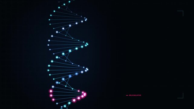 Genomic Sequencing AI DNA Scan HUD Graphic for Biotech Medical Dashboard Presentation Seamless Loop