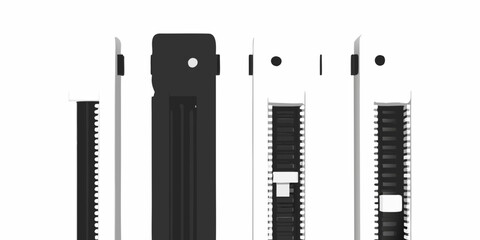 Zipper pulls with teeth black and white 3d rendering © Juthi