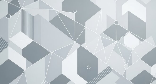 Abstract Geometric Hexagonal Pattern in Light Gray Tones.