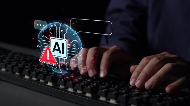 AI interface showing prompt error warning and system alert. AI prompt failure can lead to incorrect output or hallucination. Managing AI prompt error is crucial in safe AI deployment. Muxer
