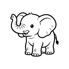 Naklejka premium Baby Elephant illustration featuring a cute young elephant with its trunk raised in a playful and joyful pose. Perfect for wildlife themes, children's content, nursery designs, animal collections, edu