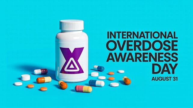 International overdose awareness day illustration with medicine and healthcare theme
