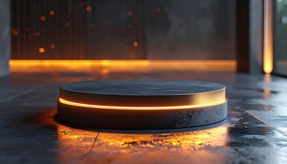 Obraz premium Modern glowing stage platform interior design.