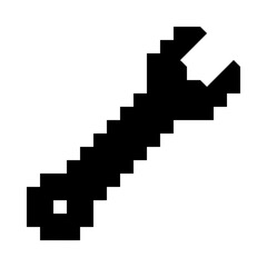 Fototapeta premium Pixelated Wrench Icon, Retro Tool Graphic, Simple Black and White Vector