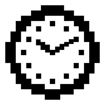 Pixel Art Clock Icon, Retro Digital Time Display, Simple Vector Graphic
