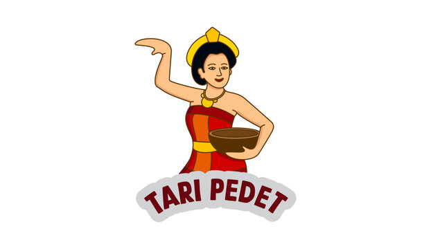 Traditional Indonesian Tari Pedet Dancer Flat Vector Illustration