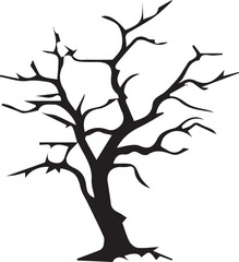 Fototapeta premium Minimalist Black Silhouette Graphic Illustration of a Bare Winter Tree Isolated on White Background. 
