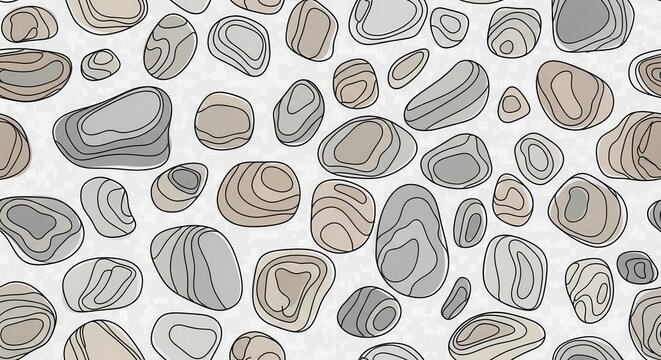 Abstract Hand Drawn Pebbles and Stones Pattern Design.