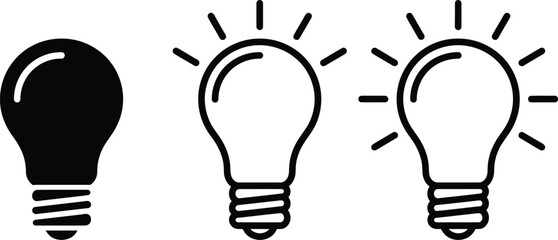 Set of black vector lightbulb icon in different styles isolated on background. © Mst Insanara Begum