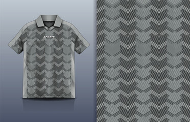 Fototapeta premium Jersey Sport Streetwear Design Chevron Arrow Geometric Pattern Gray Polo Collar Sublimation Fashion