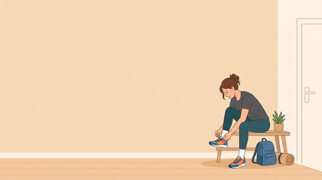 スニーカーを履く人物イラスト