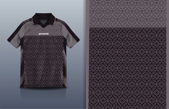Jersey Sport Streetwear Design Diamond Ethnic Geometric Pattern Gray Black Polo Collar Sublimation Fashion