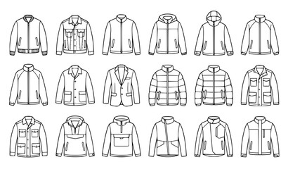 Minimalist Jacket Line Art Collection with Modern Outerwear Styles for Fashion Branding © Icon Zone