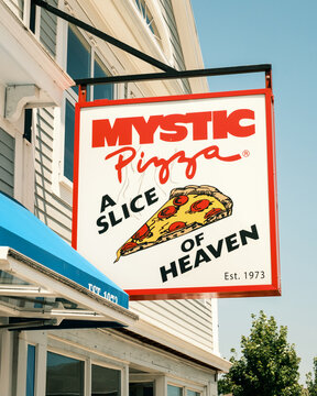 Mystic Pizza sign in Mystic, Connecticut