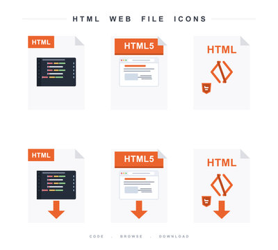 Html and html5 web file document icons set