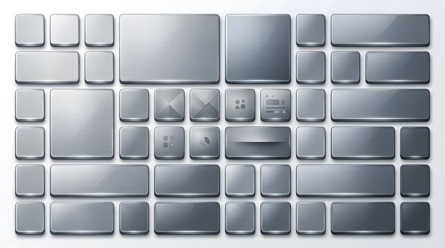 Silver metallic computer keyboard with modern keys and backlight in a flat layout ideal for technology and digital design projects