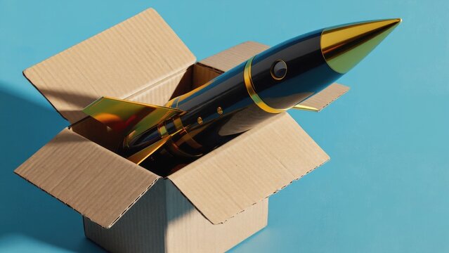 Rocket launching from cardboard box