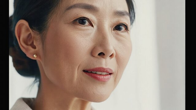 Close-up of a thoughtful mature woman, indoors, looking forward. Possible use in lifestyle magazines or websites focusing on aging gracefully