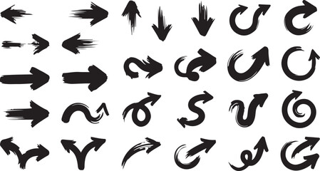 Obraz premium Hand-drawn abstract directional and decorative arrow icons set