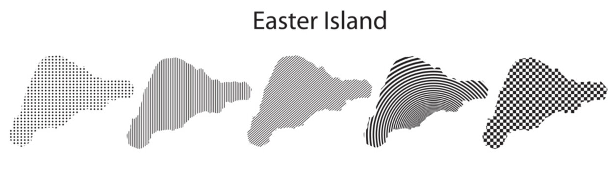 Easter Island map infographic simple design element black abstract geometric pattern icon style Easter Island country landscape outline shape vector illustration