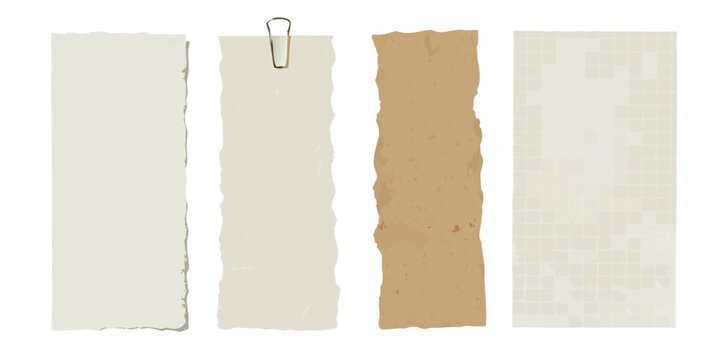torn paper strips with realistic textures on white background texture striped shredded fragmented sheet document rip tear edge frayed vector